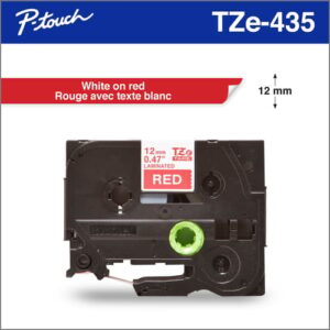 Brother P-touch Laminated Label Tape - Red on White- 12mm x 8m