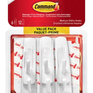 3M Medium Utility Hook White - 6 Hooks