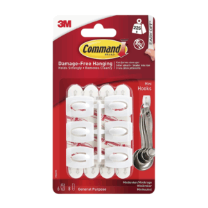 3M Mini Plastic Command Hook - 6/pk