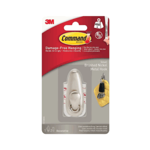 3M Brushed Nickel Small Command Hook